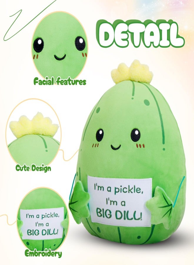 WEWILL Emotional Encouragement Support Pickle Plush Pillow, 12" Positive Green Stuffed Pickle Plush Toy with “I’m a Big Dill!” Sign, Funny Cucumber Encouraging Gift for Kids Friends Coworkers - Image 4